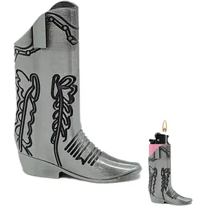 Cowboy Boot Lighter Case, Lighter Covers and Sleeve Cute Cowgirl Boot Match Holder Cover, Funny Lighters Cases for Everyday Carry or Home Decoration