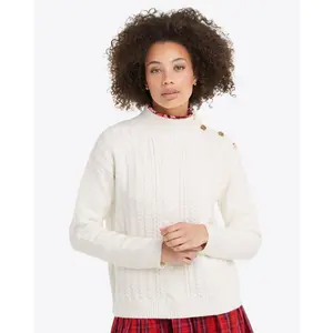 Cableknit Turtleneck Sweater in Magnolia White