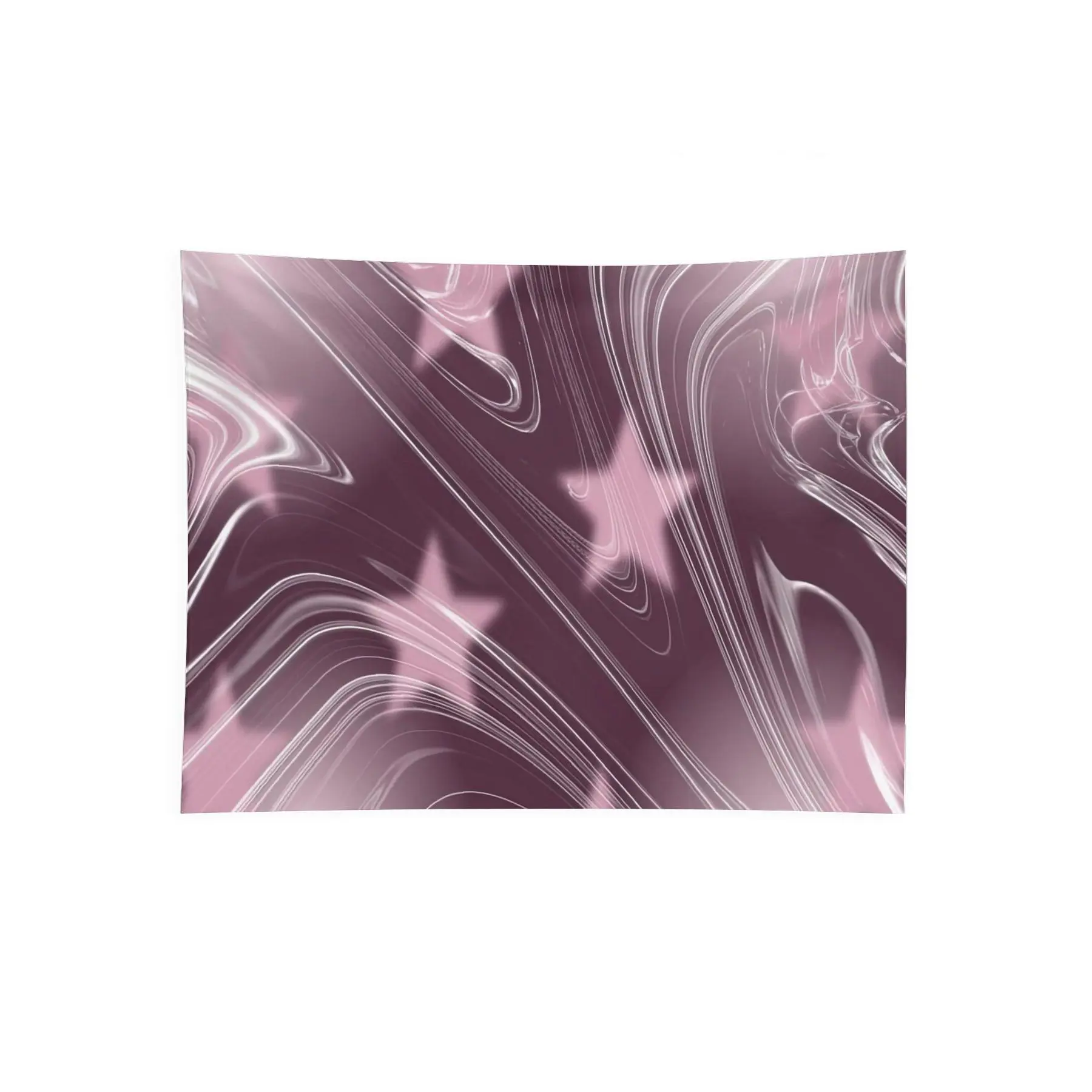 Pink Chrome Star Abstract Wall Tapestry, Y2K Liquid Metal Swirl Aesthetic Bedroom Dorm Gaming Room Decor