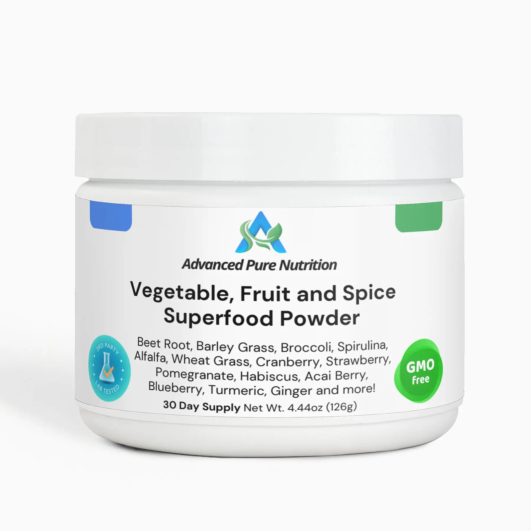 Vegetable, Fruit and Spice Superfood Powder - Non-Gmo - Beet Root, Broccoli, Spirulina, Alfalfa, Cranberry, Strawberry, Pomegranate, Habiscus, Acai Berry, Blueberry, Turmeric, Ginger and more