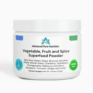 Vegetable, Fruit and Spice Superfood Powder - Non-Gmo - Beet Root, Broccoli, Spirulina, Alfalfa, Cranberry, Strawberry, Pomegranate, Habiscus, Acai Berry, Blueberry, Turmeric, Ginger and more