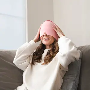 Migraine Relief Cap, Hot & Cold Headache Hat Gel Ice Pack Mask, Face Compress Heating Cooling Head Wrap for Stress, Sinus, Puffy Eyes & Hangover, Eye Cover for Sleeping, Adjustable Sleep Mask with Nose Pad Design