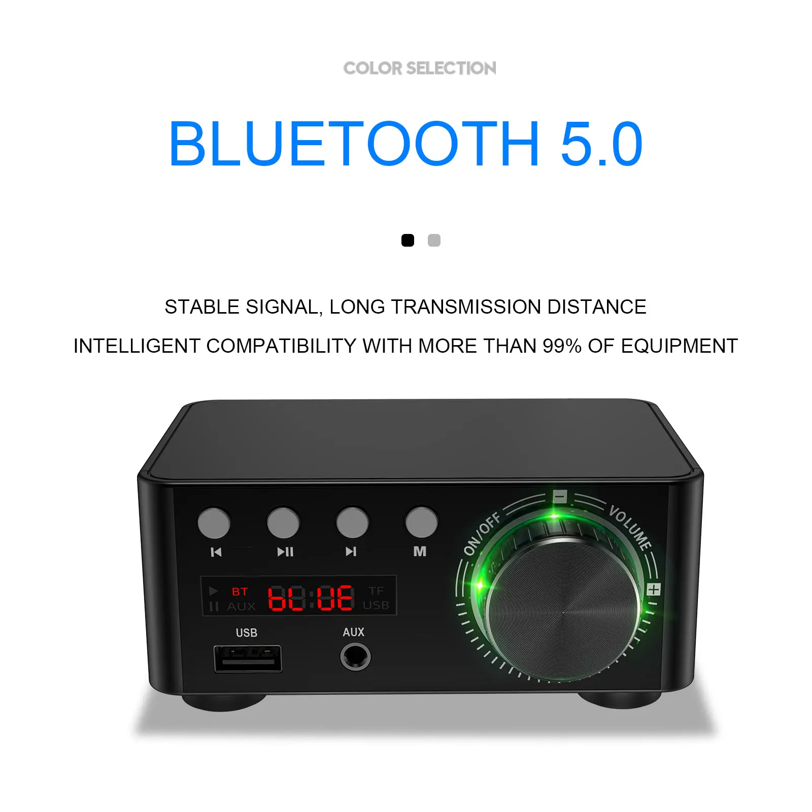 Digital Power Sound Amplifier Stereo Audio Receiver USB with HiFi Mini Bluetooth 5.0 - Smartphone Computer