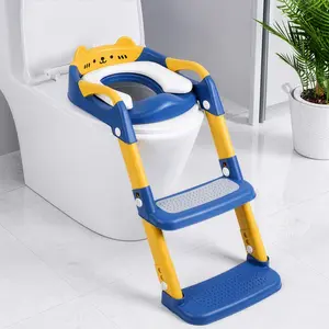 Orzbow 2-in-1 Toddler Potty Training Seat with Step Stool, Adjustable Height, Non-Slip & Splash Guard, Cute Bear Design