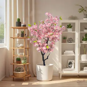 Artificial Cherry Blossom Tree  Large Artificial Tree with Pink Flowers in Pot Decorative Cherry Tree Sakura Indoor Plant for Wedding Home Office Decoration