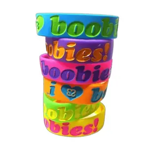 y2k 2009 I love Boobies Bracelet emo keep a breast foundation ☆ non tarnish