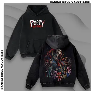 Poppy Playtime Puppet Master Streetwear | Vintage Black Acid Wash Hoodie, T-Shirt, Sweatshirt & Tank Top | Premium Gaming Graphic Urban Fan Gear Apparel Gear