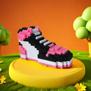 410pcs Sports Shoes Basketball Indoor Decoration, Running Shoes Small Bead Building Blocks Set Casual Sport Shoes Kids Birthday Gift Christmas Gift