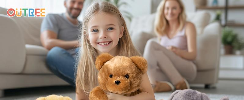 OUTREE Weighted Lap Pad 22.83 * 19.69 in,Weighted Stuffed Animals for Sensory Needs，4.5LBS Bear-Shaped Weighted Blanket Kids，Sensory Toys