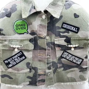 PATCHWORKZ: Collared Camouflage Stylish Jacket with Customized Patches Fashion Coats