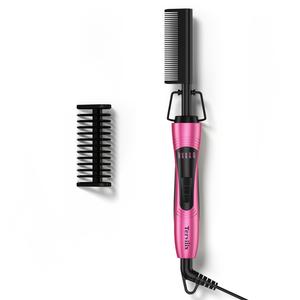 Terviiix Electric Hot Comb for Black Hair, Wigs & Beard, Anti-Scald Attachment, Straightener Comb with Keratin & Argan Oil Infused Teeth, Temperatures Adjustable, 60 Min Auto Shut Off