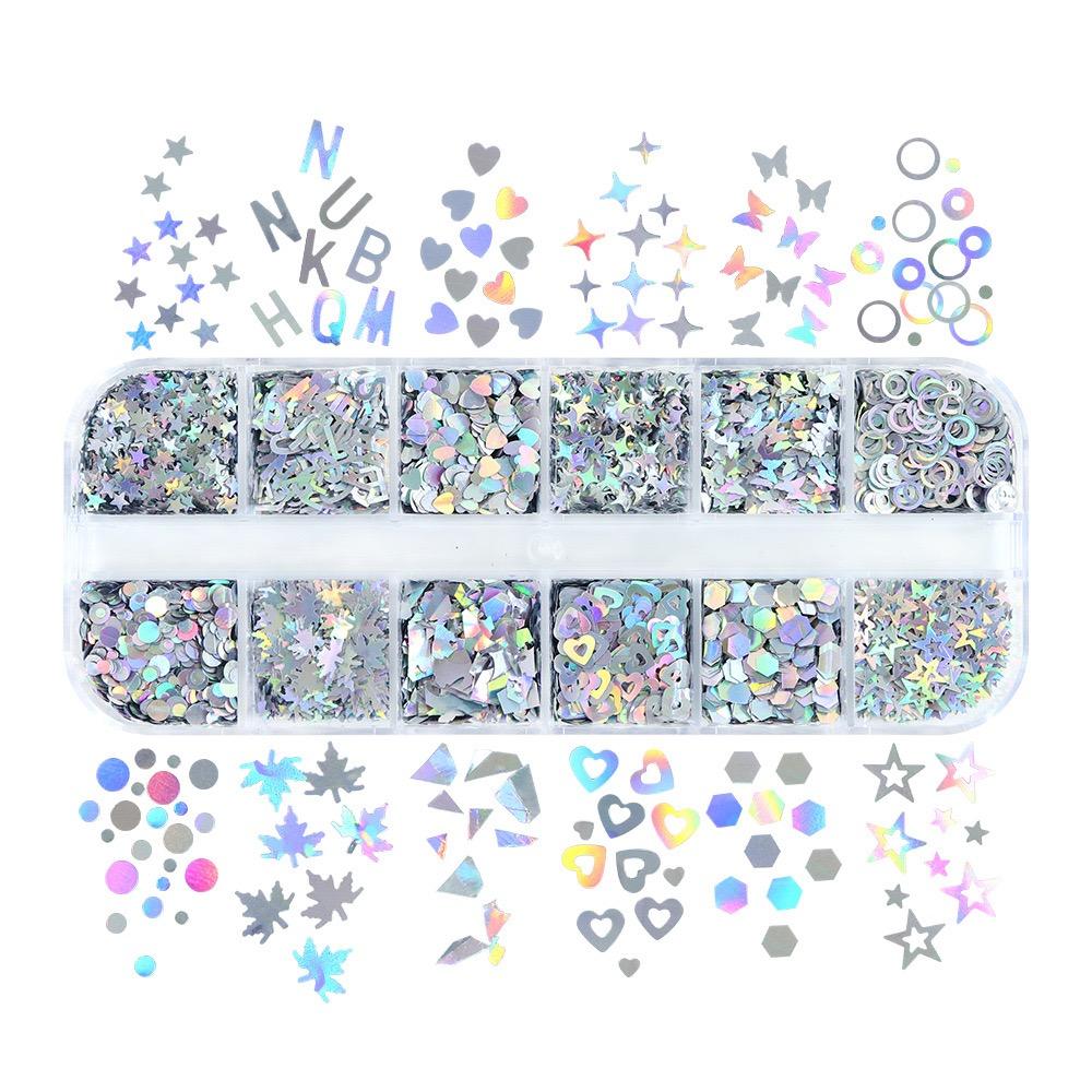 Shimmer Glitter Sequins Nail Art Kit with Assorted Shapes, Perfect for DIY Nail Design & Creative Manicures – Spring Nails 2026 Trend