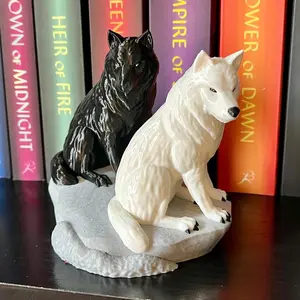 White and Black Wolf Bookshelf Figures - Fae Wolves Figure - TOG Inspired 3D Printed Bookish Decor