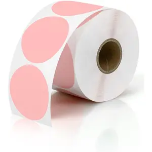 2 Inch Round Direct Thermal Sticker Label - 750 Labels/Roll, Compatible with JADENS, Nelko, Phomemo, Label Printers, , Oilproof, , Easy to Peel, for Home, Office, Pink