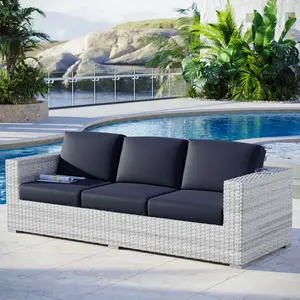 Modway Convene Outdoor Patio Sofa in Light Gray Navy