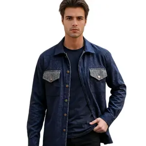 Men's Navy Blue Heritage Jacket with Button Pockets  for Casual Wear