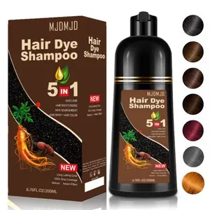 Instant Light Brown Hair Dye Shampoo (200ml + Travel Size) | 5-in-1 Hair Color for Women & Men | 99.99% Gray Coverage | Natural Herbal Formula | Fast-Acting in Minutes | Long Lasting Color | Portable Mini Pack for Travel & On-the-Go