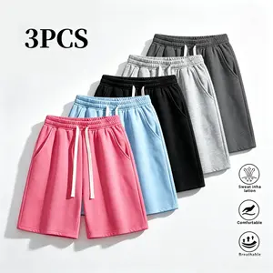 Summer vibe men’s solid-color shorts with pockets at the waist; lightweight, breathable, casual, comfortable shorts suitable for running and gym workouts; unisex shorts for all seasons.