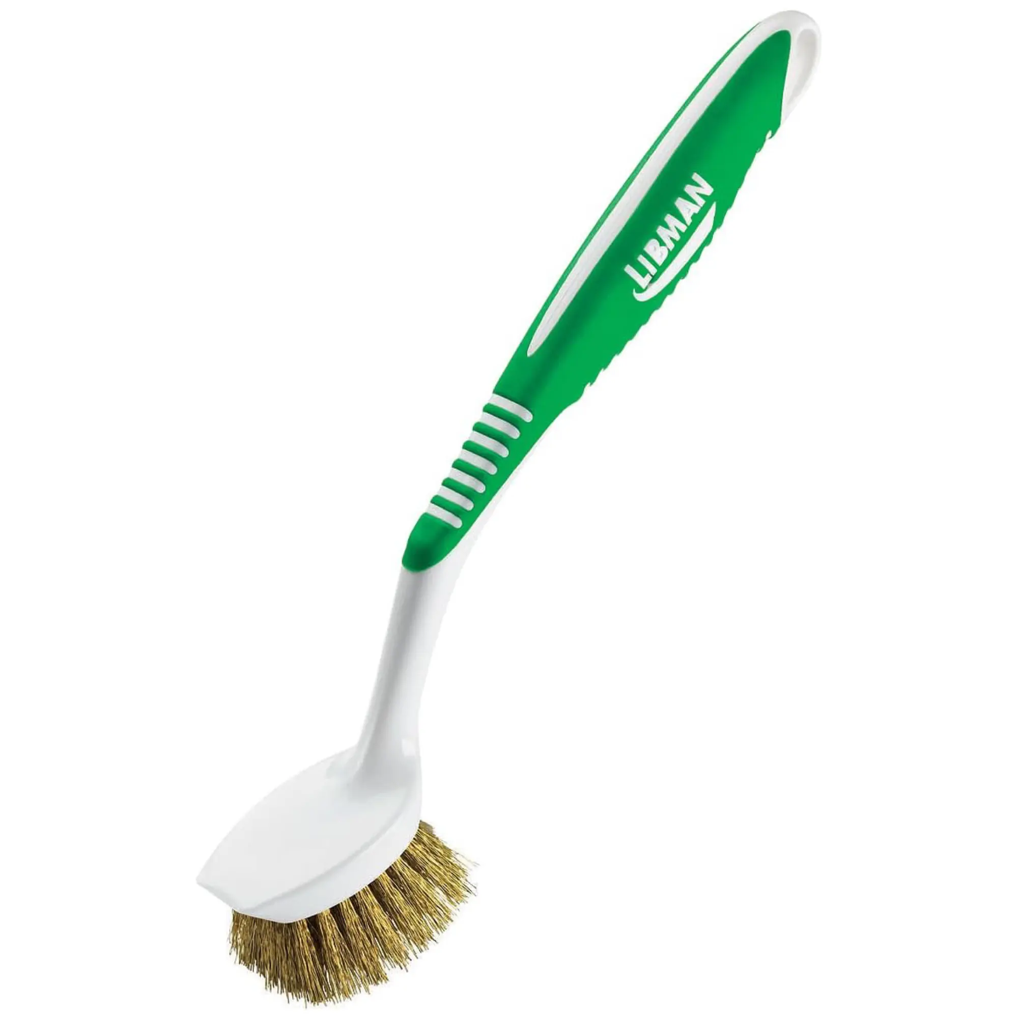 Libman Brass Pot Brush, Durable House Cleaning Tool, Heavy-Duty Scrubber for Pots & Pans, No-Slip Handle Cleaning Supplies, House Cleaning Tools