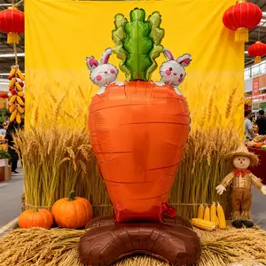 2-Pack Easter Carrot Vertical Foil Balloon Perfect for Easter Party Decoration Children's Birthday Party Decor