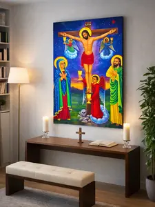 Jesus Christ Crucifixion (የኢየሱስ ክርስቶስ ስቅለት) Canvas Print – Ethiopian & Eritrean Orthodox Christian Wall Art
