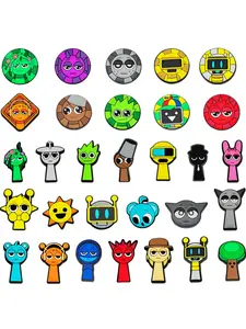 16/30 Piece Sprunki Pop Game Cartoon Shoes Charm Sandals Decorative Fashion Shoe Accessories Footwear Accessories Great Christmas Gift