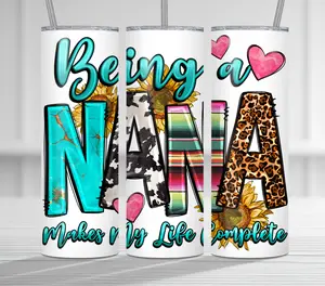 "Being a Nana Makes My Life Complete" Portable 20oz Water Bottle Tumbler, Drinkware with Straw, Water Bottles