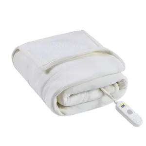 Serta 50"x60" Fleece to Shearling Electric Heated Throw Blanket Ivory: Midweight, Machine Washable