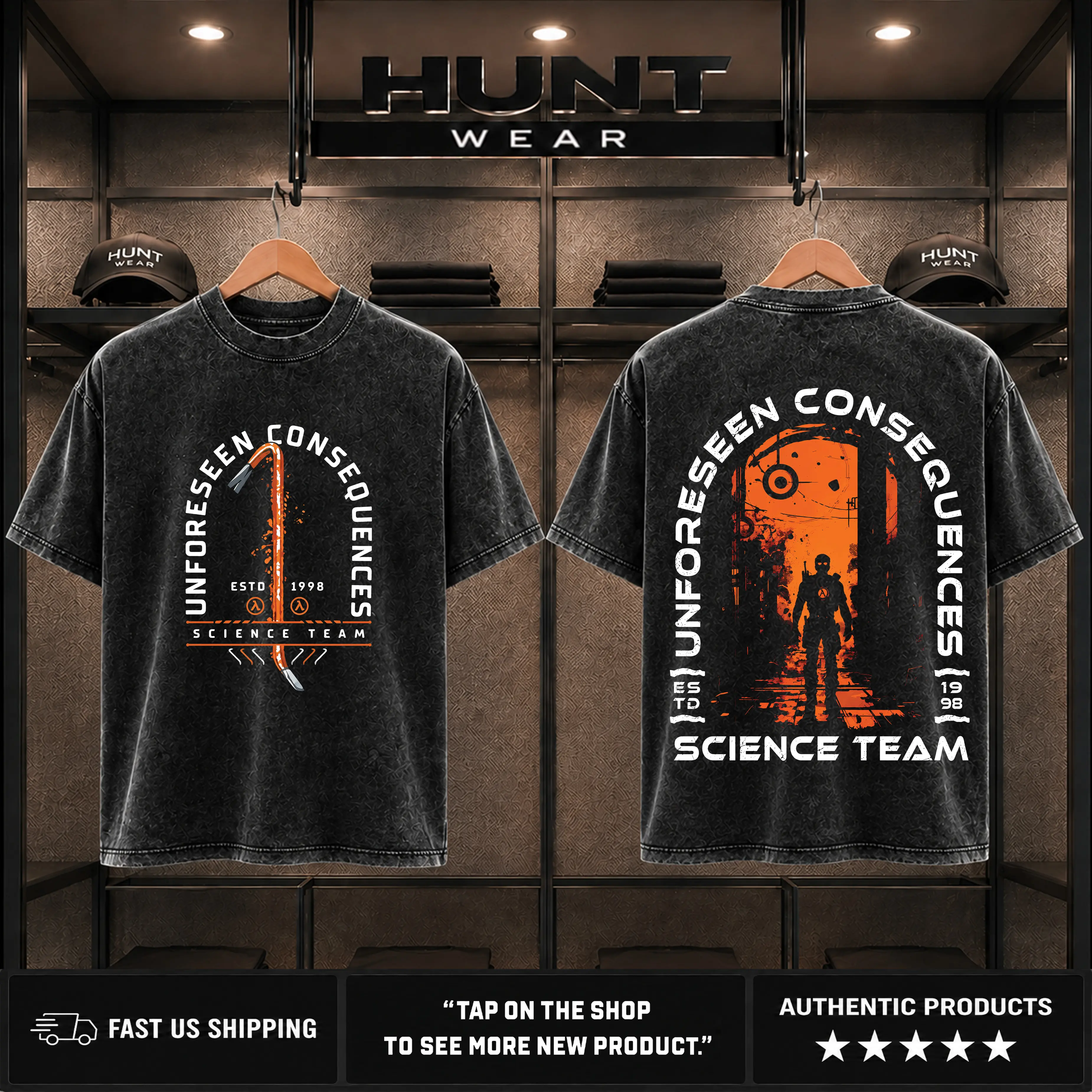 Half-Life Vintage Washed T-Shirt,Tank Top, Sweatshirt, Hoodie Gordon Freeman Crowbar Graphic Tee, Science Team Oversized Unisex Cotton Shirt