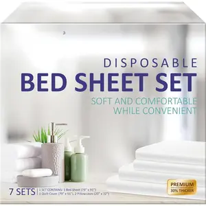7 Sets Disposable Bed Sheets Travel Sheets for Hotel,Portable Bedding Cover Bedspread, Disposable Bedding Set (79" *91")