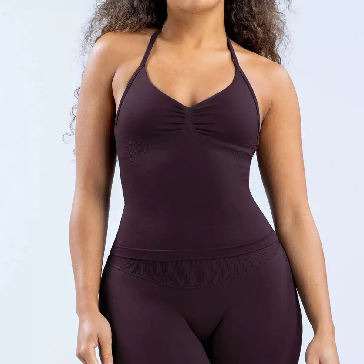 2 Piece Women’s Workout Set, Seamless Gym Clothes with Ruched Crop Top & High Rise Leggings, Body Sculpting Activewear for Yoga, Pilates, Fitness & Running