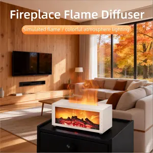 7-Color Fireplace Flame - Whisper-Soft with Remote, Timer & Auto-Off for Home 2-in-1 Air Purifier and Humidifier Portable Aroma control Aromatherapy LED Colorful Compact Aromatherapy Essential oil Color-Changing custom