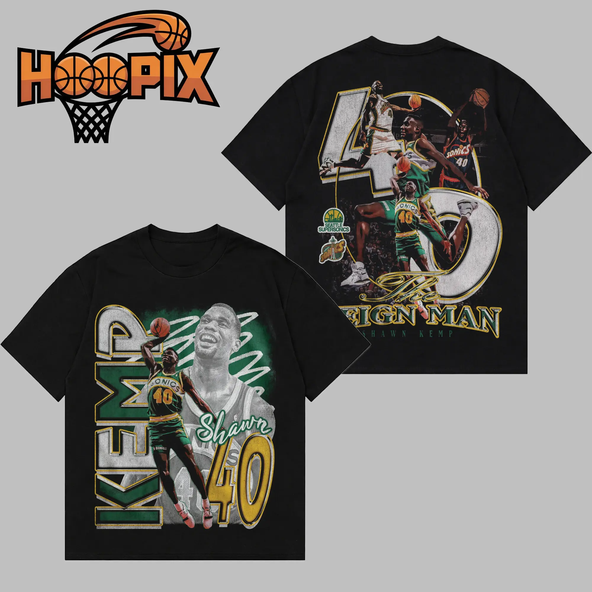 HOOPIX - REIGN MAN Premium Cotton Hoodie T-Shirt (Made In USA), Shawn Kemp Fans Shirt, Game Day Outfits, Gift For Golden State Basketball Fans, Basketball Graphic Tee Hoodie