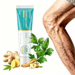 Botanical Soothing Leg Cream, Ginger & Ginseng Herbal Relief Ointment for Varicose Veins, Improve Swollen Heavy Legs, Calm Bulging Spider Veins, Deep Penetrating Vascular Repair Leg Treatment Cream