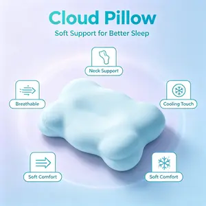 Cloud Extra Thick Memory Foam Neck Support Pillow, Dual Height Ergonomic Cervical Pillow with Washable Cooling Cover for Side Back Belly Sleepers
