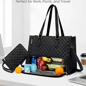 Secret Insulated 2-in-1 Tote – Quilted Luxury Diaper & Lunch Bag – Waterproof Vegan Leather Organizer for Work, Travel & Baby – The Ultimate "Do-It-All" Bag