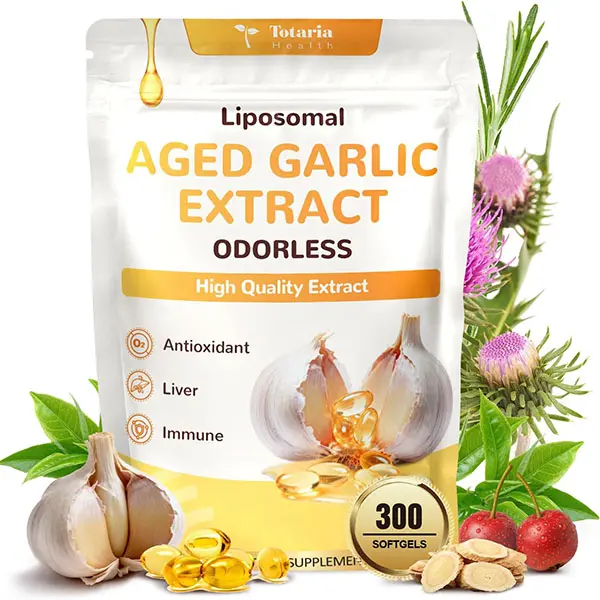 Aged Garlic Extract Capsules, Odorless Aged Garlic with Magnesium, Zinc, Vitamin B & Antioxidant Herbal Blend, Supports Heart, Immune & Circulatory Health, Non-GMO, Gluten-Free, 300 Softgels