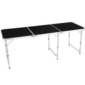6ft Black Aluminum Alloy Folding Camping Table for Outdoor Hiking bbq party