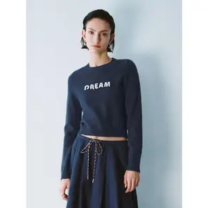 URBAN REVIVO 2026 Lady's Knitting Clothes - Skinny Fitted Cropped Polyester Knitwear Top, Short-Sleeve Casual Womenswear with Knitted Texture