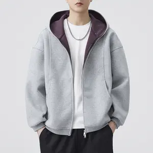 Autumn Japanese retro men's contrasting color hooded sweater simple loose versatile American jacket trend