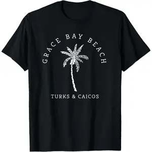 "Grace Bay Beach" Turks and Caicos Islands Men Women T-Shirt,Made in USA
