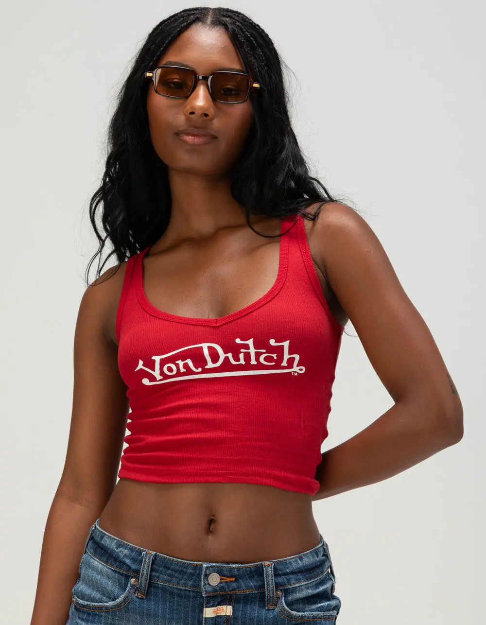 VON DUTCH Logo Womens V-Neck Tank Top