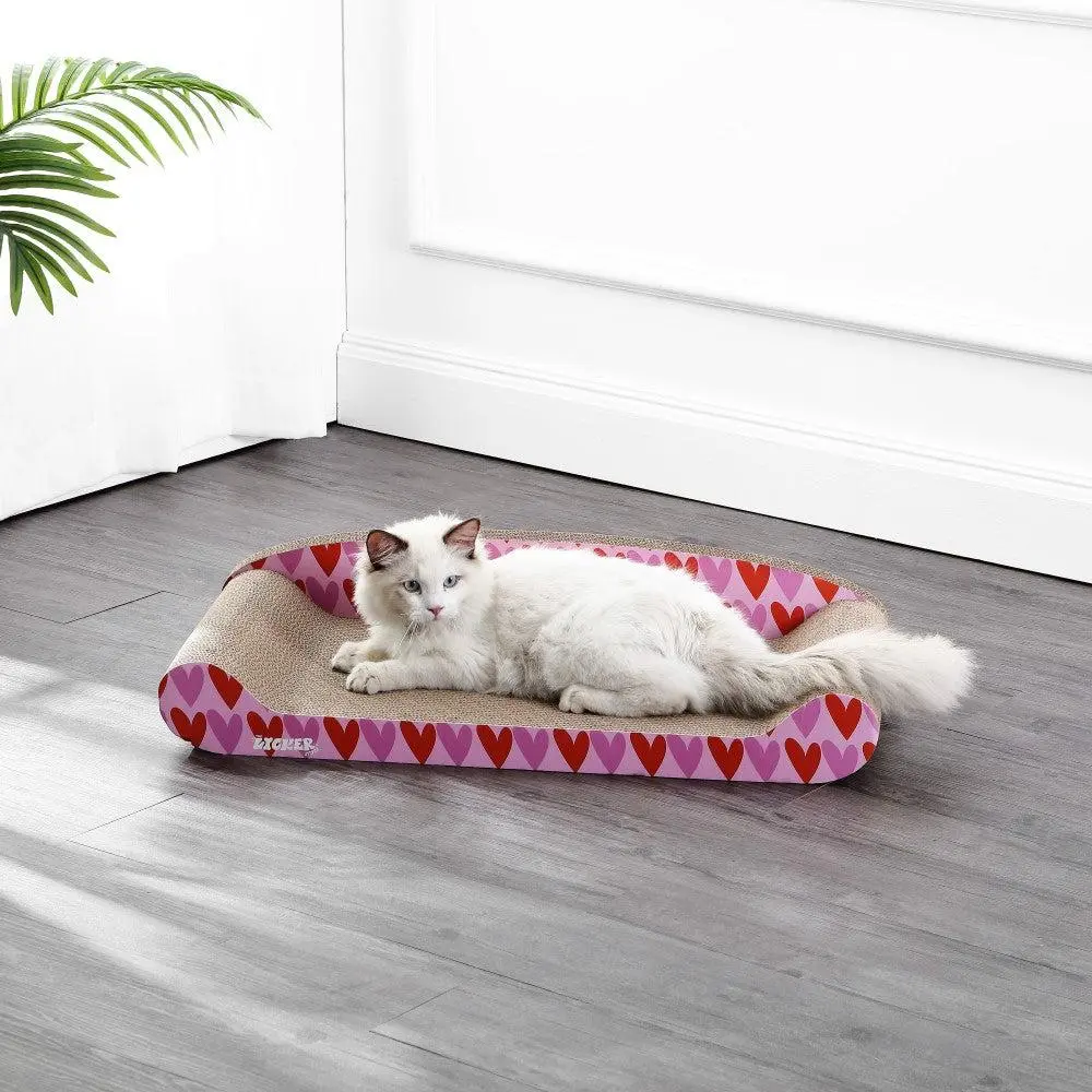 THE LICKER STORE Montego 27.5" Coastal Patterned Cardboard Lounge Bed Cat Scratcher with Catnip