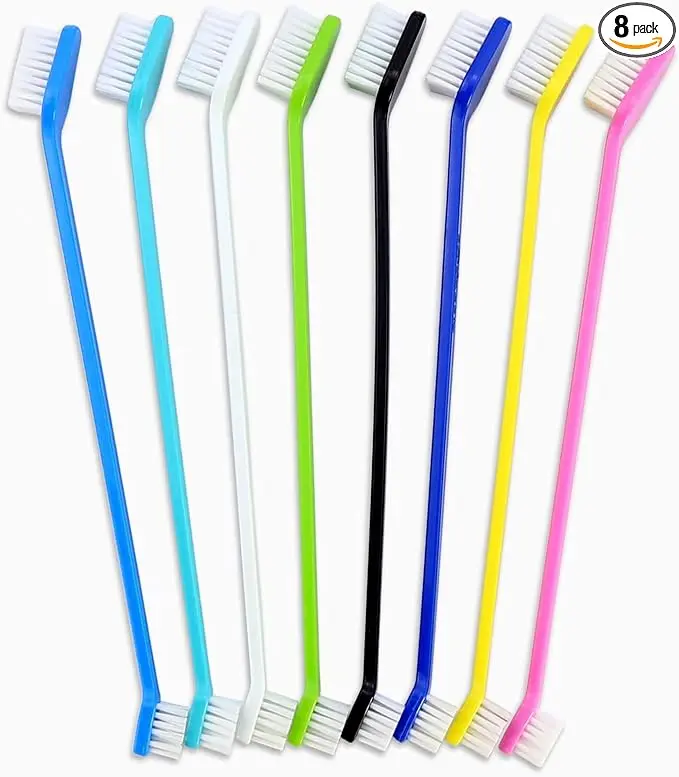 PetSafe Dog Toothbrush Set of 8 Dual Headed Dental Hygiene Convenient Soft Toothbrushes for Small to Large Dogs Cats & Most Pets Teeth Brush in Bulk