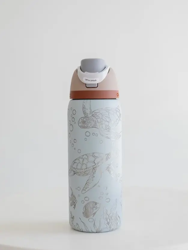 Owala Sea Life Engraved 32oz Insulated Water Bottle | Custom Laser Engraved Stainless Steel Tumbler | Flip Lid Travel Bottle | Reusable Vacuum Flask for Daily Hydration