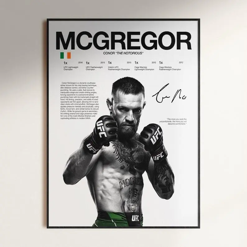 Conor Mcgregor Poster, UFC Wall Print, MMA Digital , Fighter Poster, Gym Poster, UFC Fan Room Decor, Gift for Him, Champion Poster