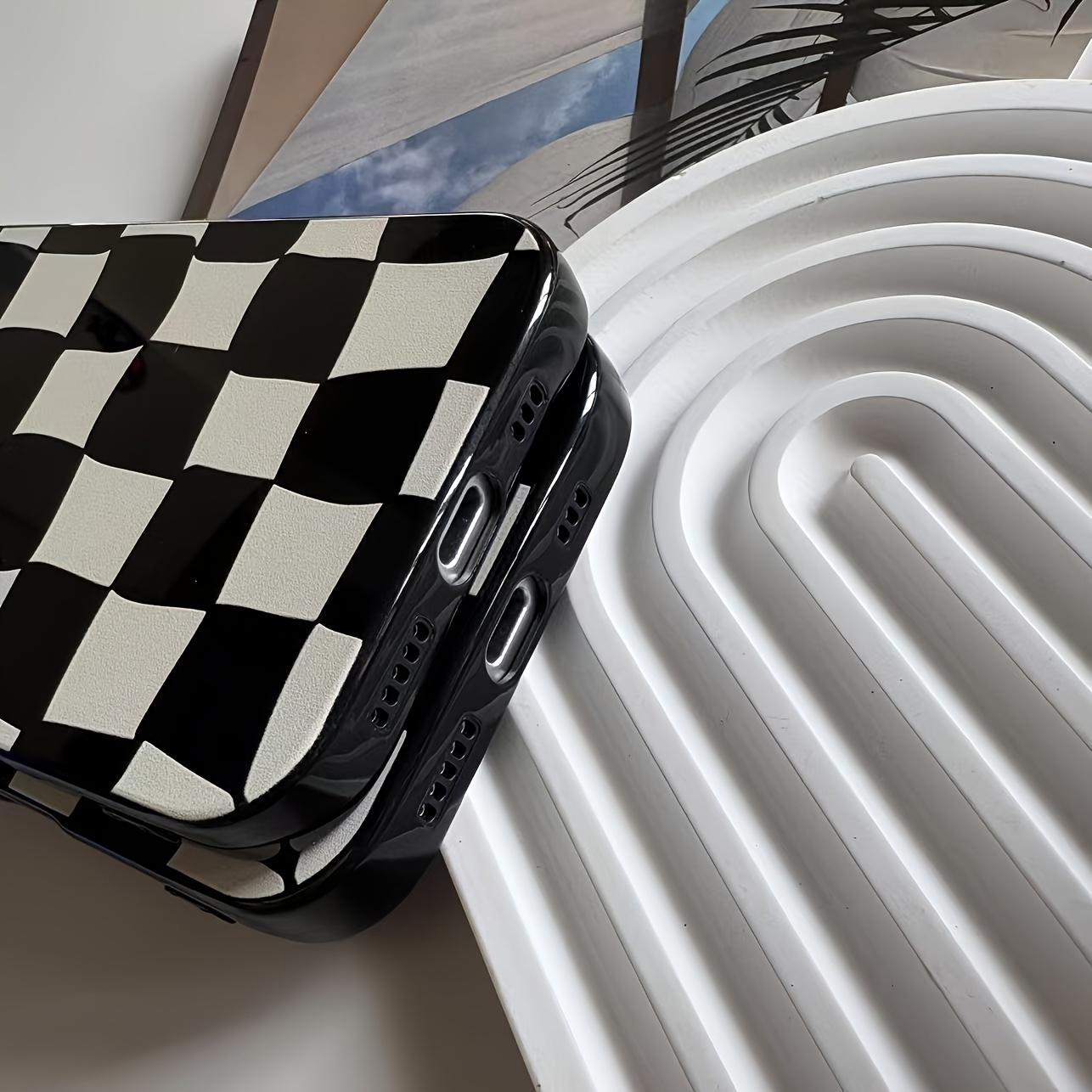 Phone Case - A Black And White Checkered Large Hole Jelly Phone Case, a Must-Have for Fashion Trends. Easy Spring And Summer Phone Case Suitable for Models 16/16Plus/16Pro/16Promax/15/15Plus/15Promax/14/14Plus/14Pro/14Promax, 13/13Pro/13Promax