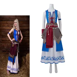 Game Keira Metz Cosplay Costume Women Retro Ethnic Printed Sleeveless Top Skirts Suits Halloween Carnival Battle Dress