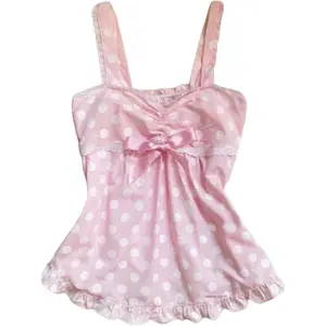 2000s Clothing Polka Dot Tank Tops Y2k Whimsy Twee Vintage Shoujo Tees Harajuku Clothes Cutecore
