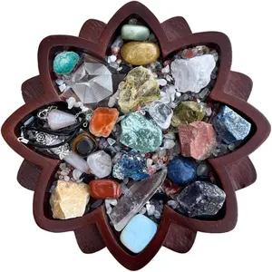 Wooden lotus crystal tray for stones display your crystals healing stones crystal holder for stones display crystal organizer bowl for jewelry stones 787 x 787 x 98 acacia wood
